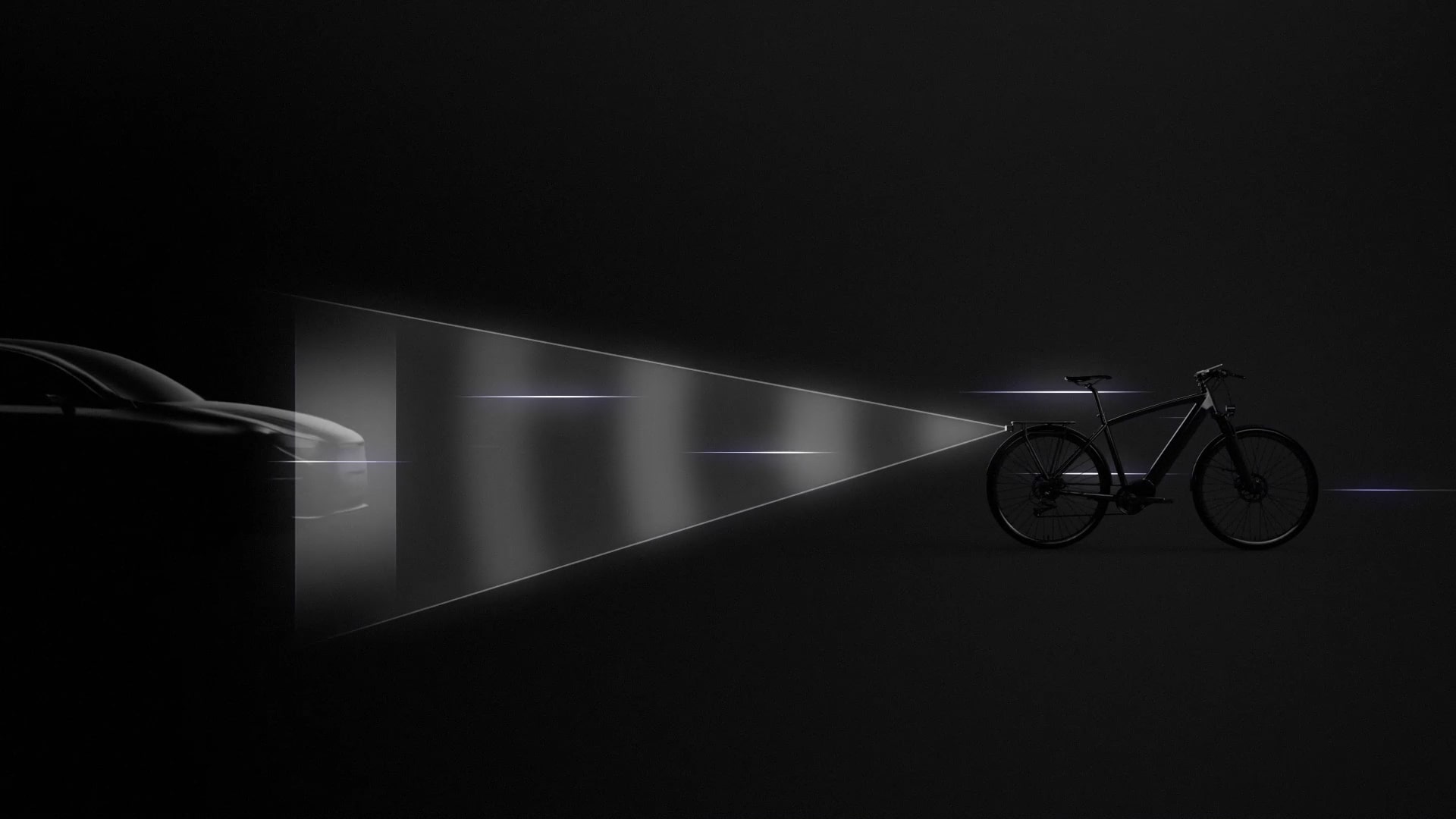 Digitaler Fahrrad-Rückspiegel Ride Safety System RS 1000: künstliche Intelligenz (KI) zur Gefahrenerkennung: Warnung des Radfahrers bzw. der Radfahrerin
